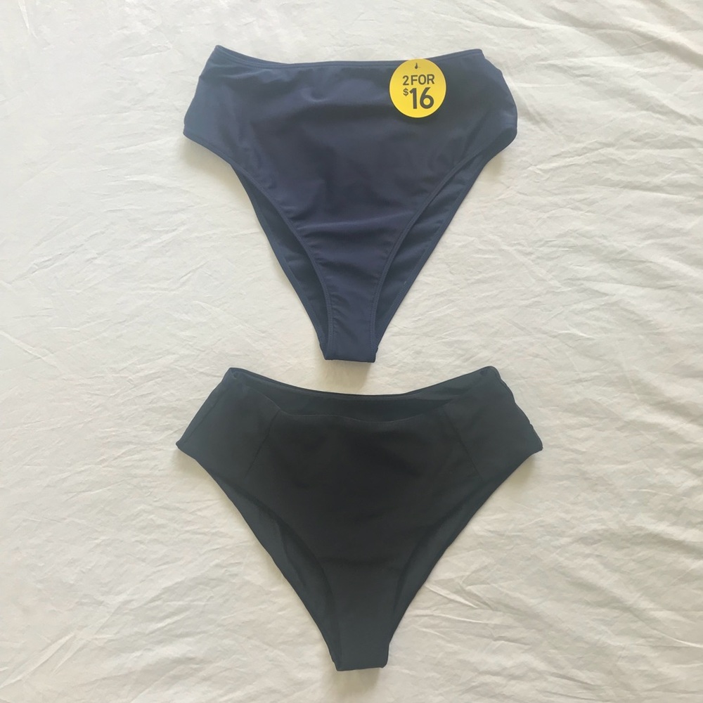 High waisted bottoms blue/black